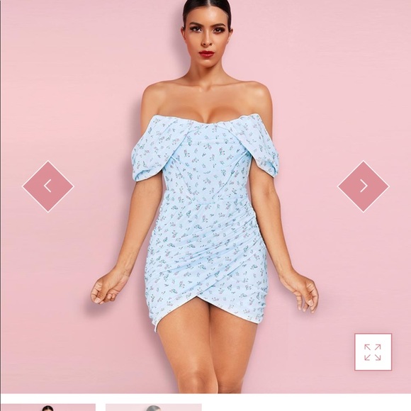 Blue floral dress off the shoulder - Picture 4 of 4